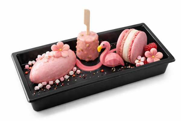 Pink flamingo on a plate