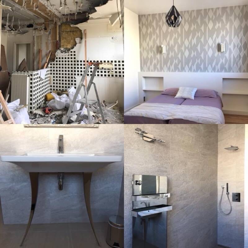 #demolition #amenagément #électricité #plomberie #papier paint #carrelage #salle de bain