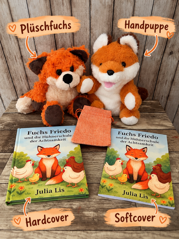Fuchs Friedo Geschenkset - Buch, Fuchs & personalisierter Spaßbeutel