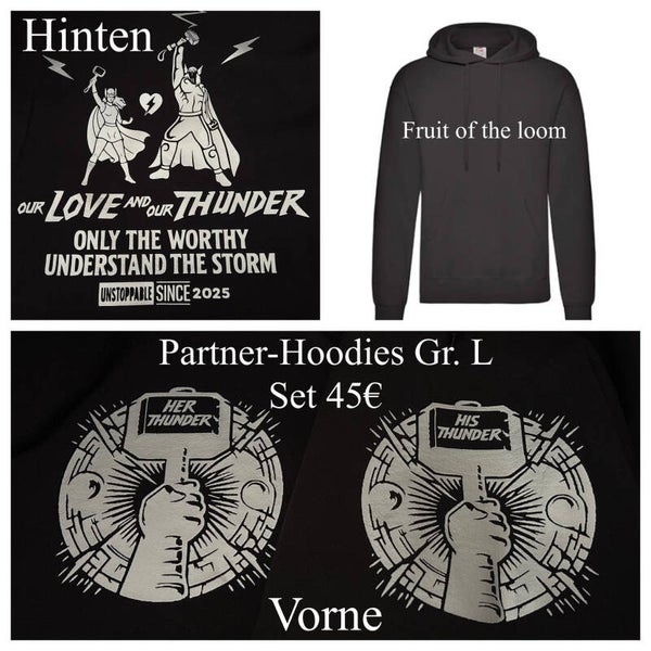 Partner-Hoodie-Set "His Thunder & Her Thunder" - Gr. L