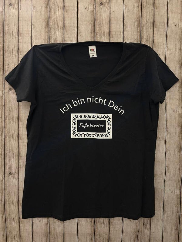 Damen T-Shirt „Ich bin nicht dein Fußabtreter“ – Schwarz, Gr. XL | Angebot