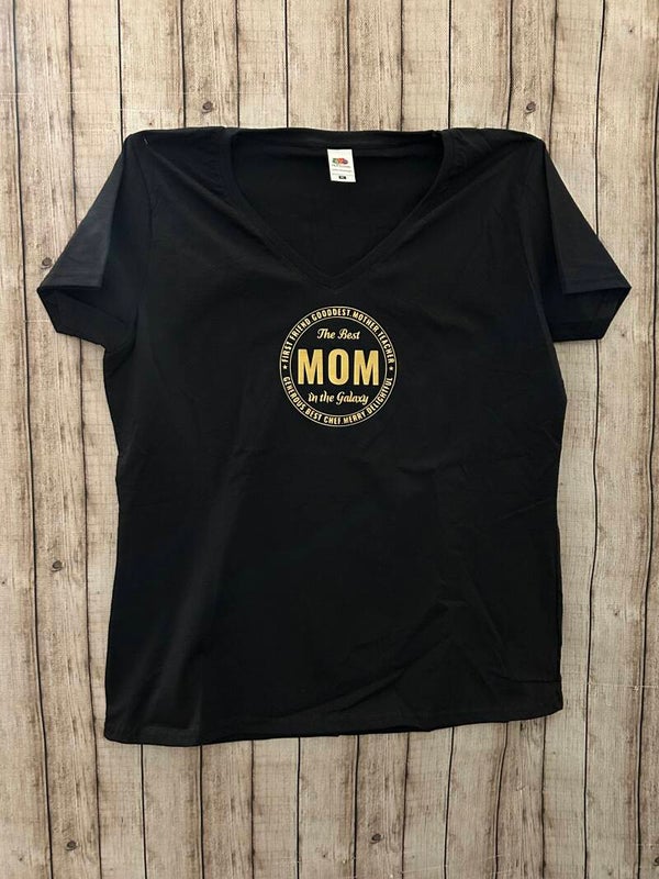 Damen T-Shirt „The Best Mom in the Galaxy“ – Schwarz, Gr. XL | Angebot
