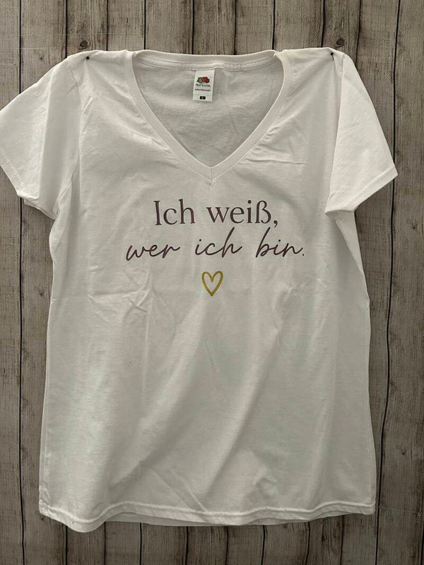 Damen T-Shirt „Ich weiß, wer ich bin – SINGLE“ – Weiß, Gr. L | Angebot