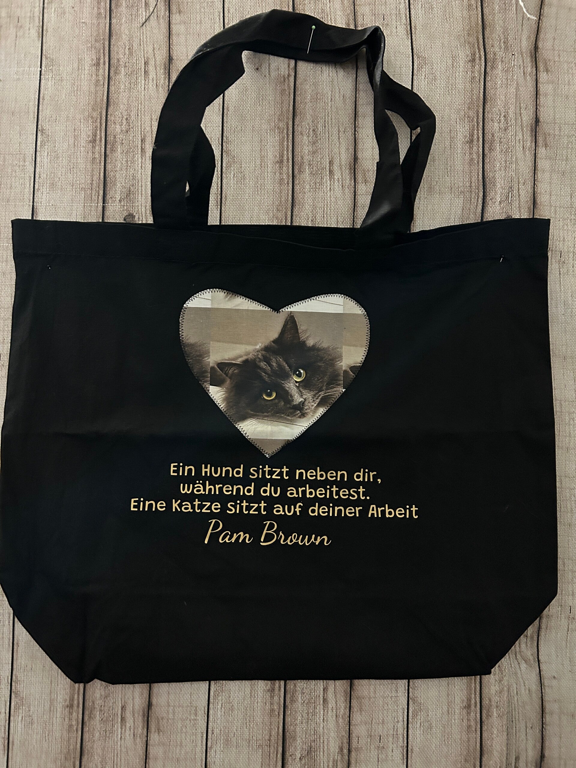 Baumwoll-Shopper „Hund & Katze“ mit Katzenspruch – Schwarz