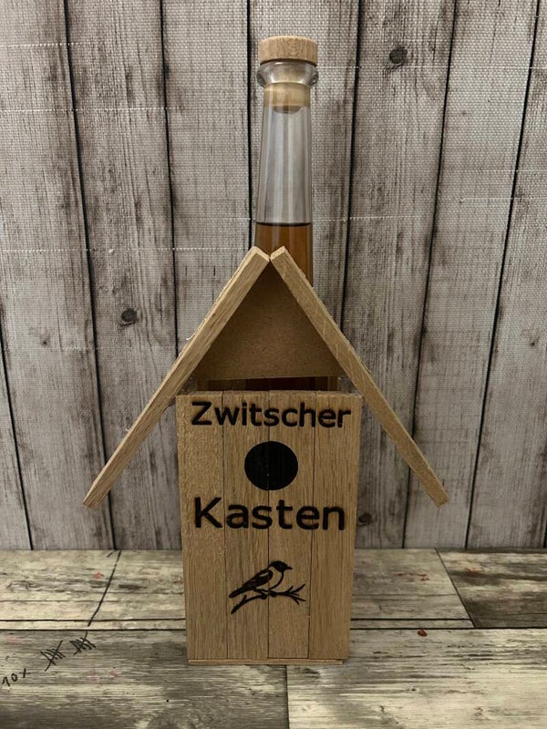 Zwitscherkasten – origineller Schnapsflaschenhalter aus Holz