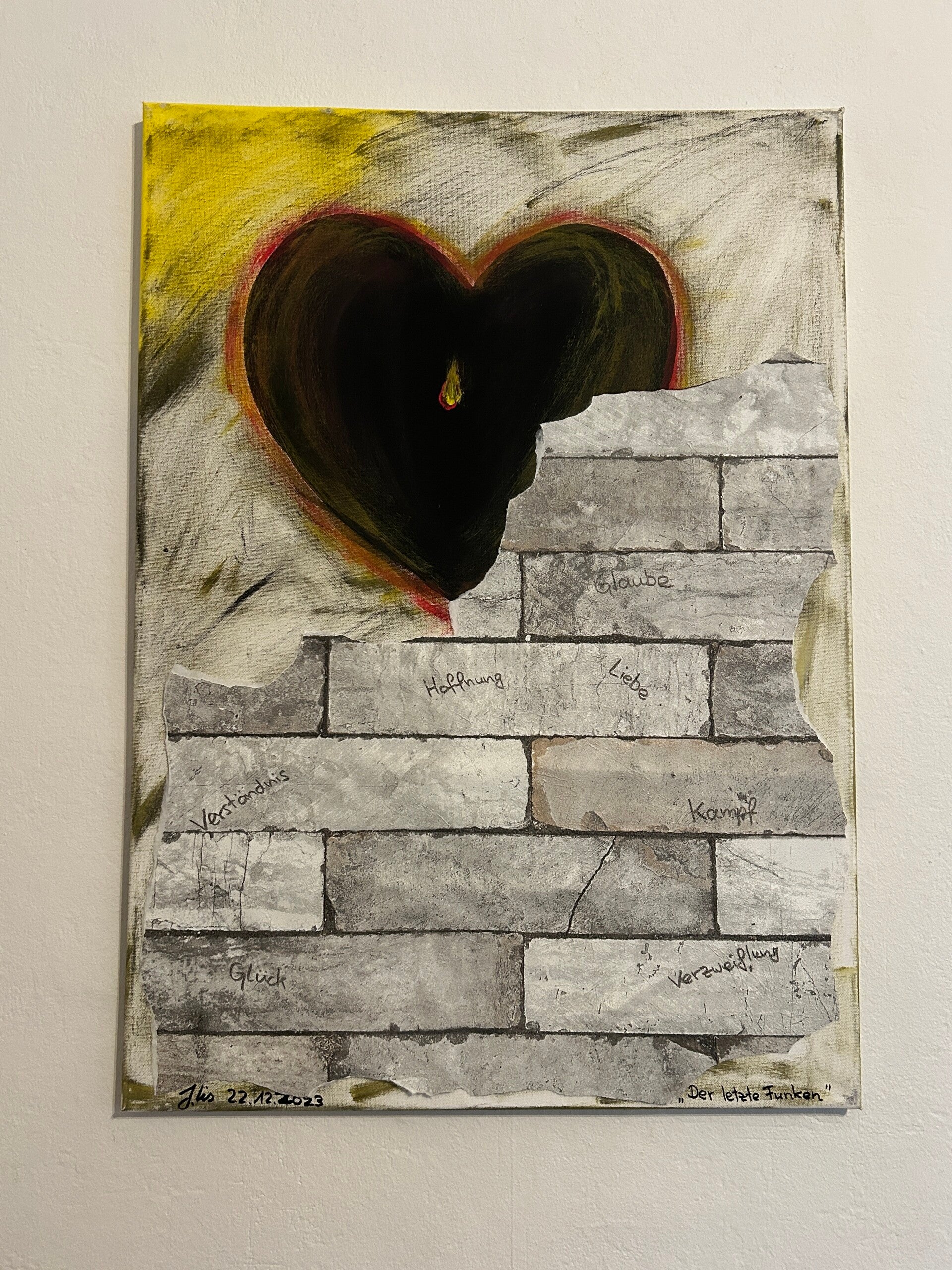 Original Mixed-Media-Bild „Der letzte Funken“ – 50 × 70 cm