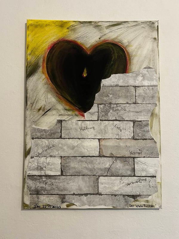 Original Mixed-Media-Bild „Der letzte Funken“ – 50 × 70 cm