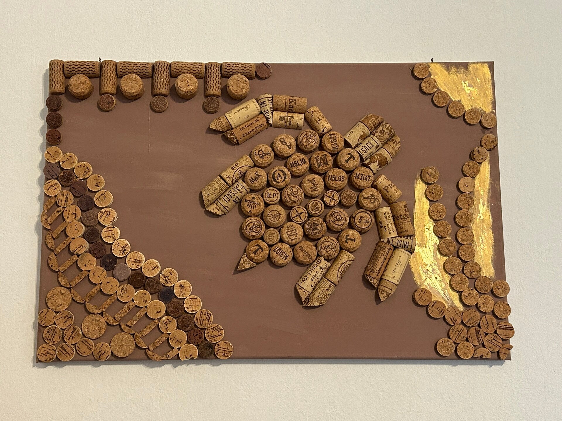 Mixed-Media-Bild „Schildkröte“ aus Kork & Blattgold – 60 × 40 cm