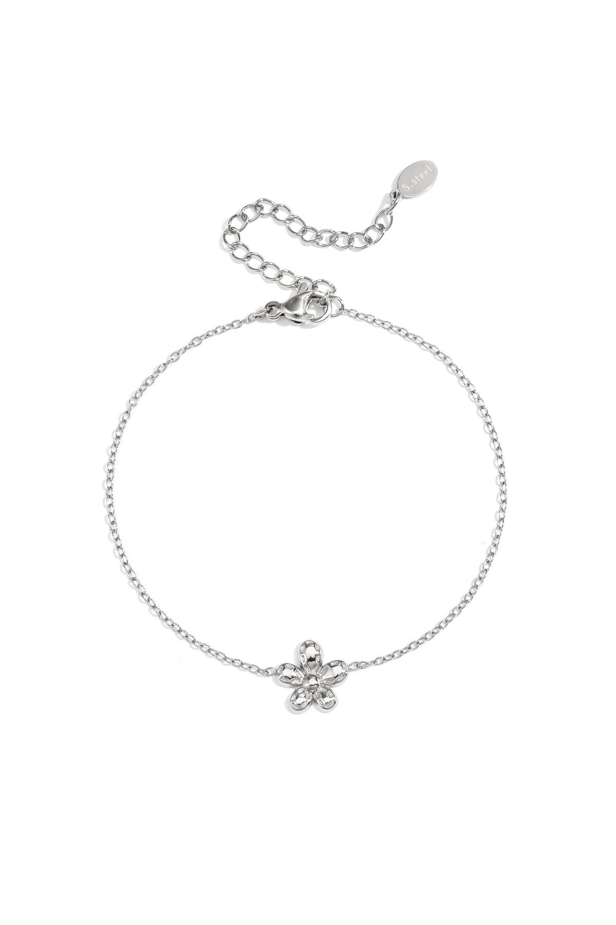 Armband minimalistisch bloemetje zilver