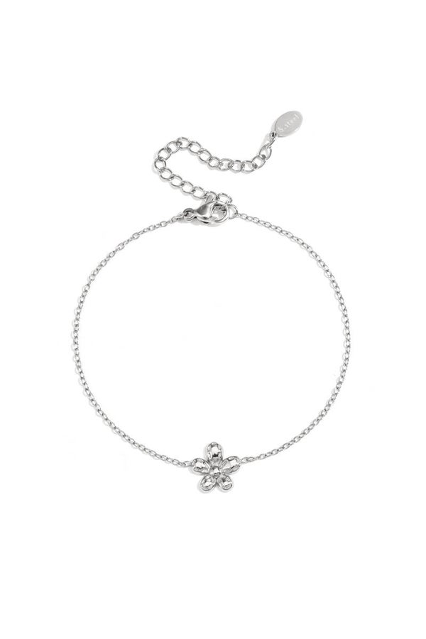 Armband minimalistisch bloemetje zilver