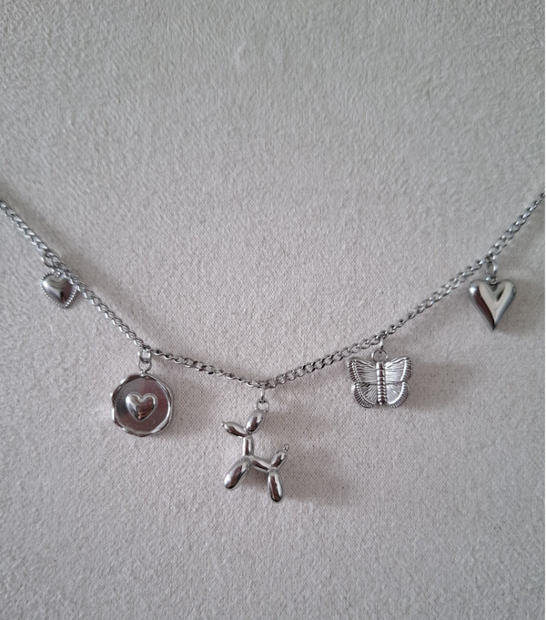 Balloon dog ketting zilver