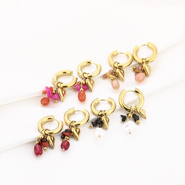 Kralen oorbellen goud