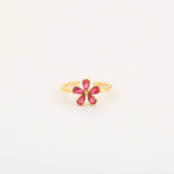 Bloem ring roze goud