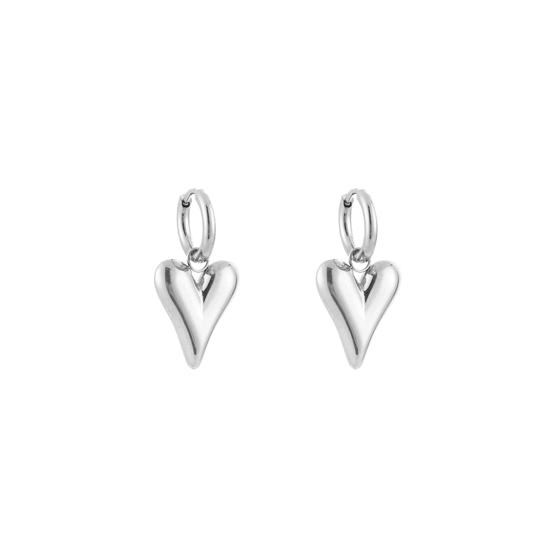 Heart oorbellen zilver