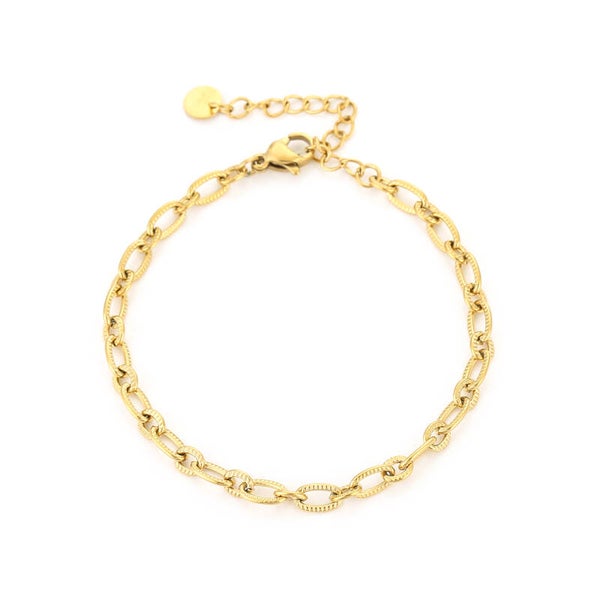 Grote schakel armband goud