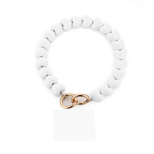 Telefoonkoord hartjes wit