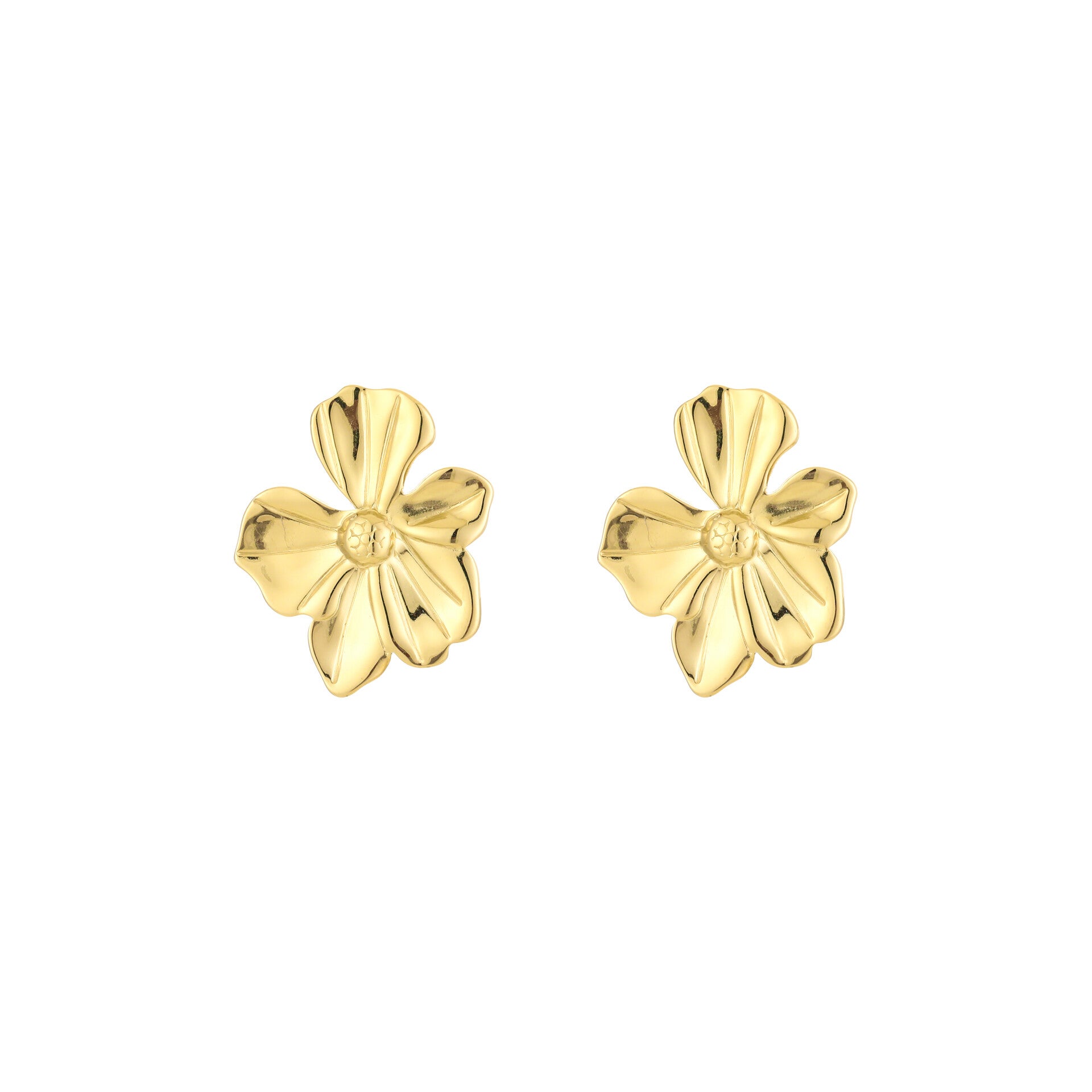 Bloem oorbel goud