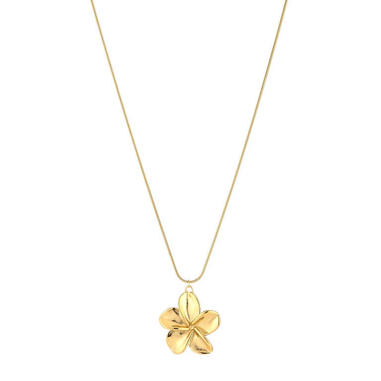 Bloem lange ketting goud