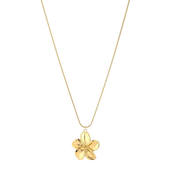 Bloem lange ketting goud