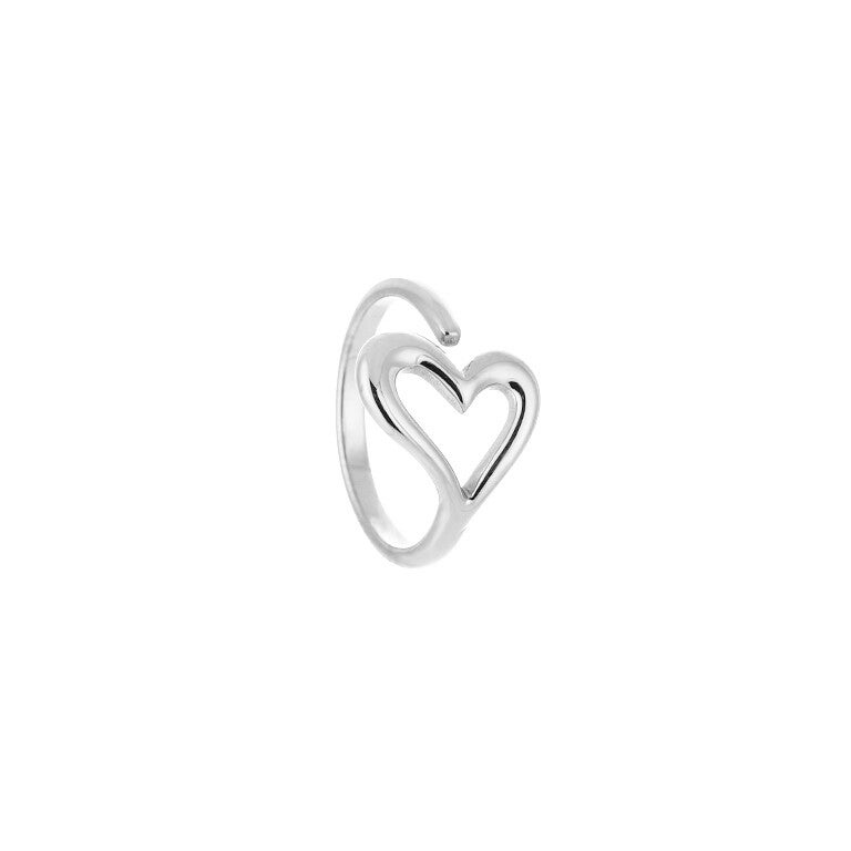 Open hart ring zilver