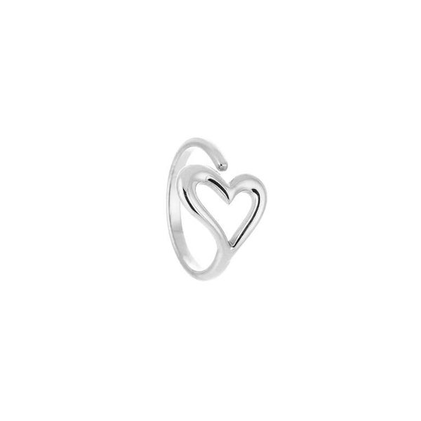 Open hart ring zilver