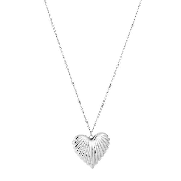 Hart lange ketting zilver