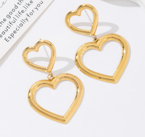 Open heart oorbellen goud