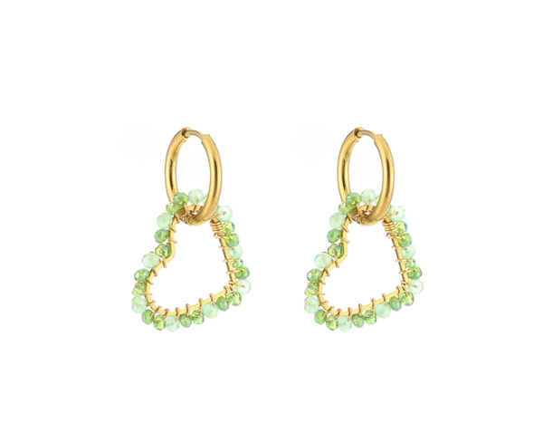 Funky love oorbellen groen