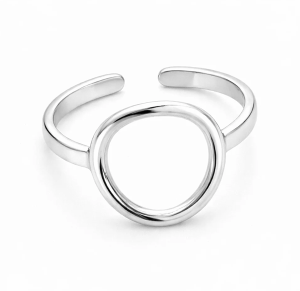 Open circle ring zilver