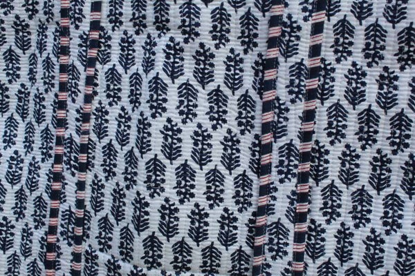 Bohemian shopper blauw wit bloemetje