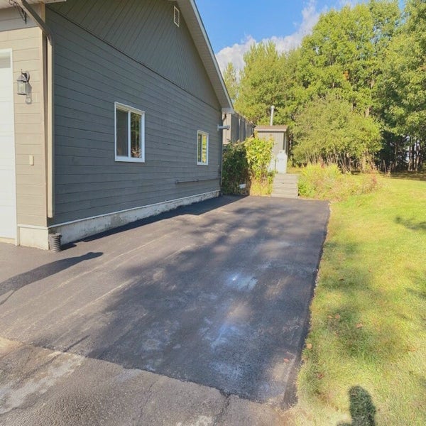 Freshly sealcoated driveway