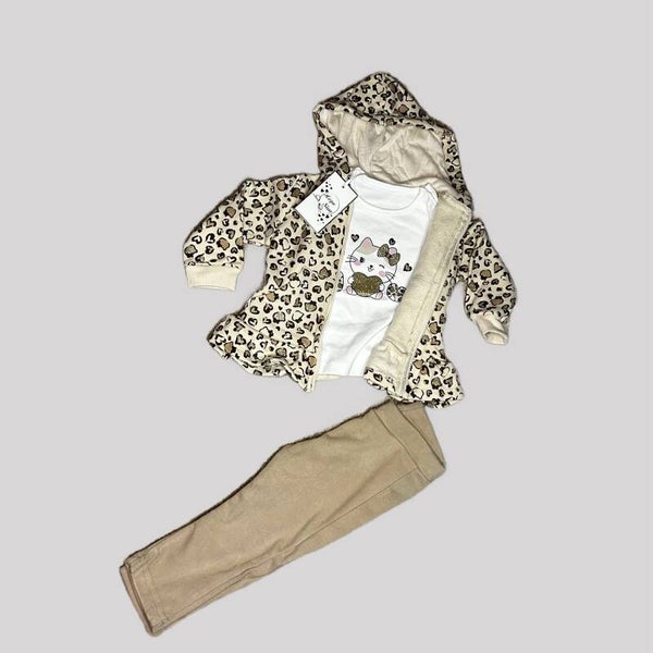 Meisjes setje 3 delige beige