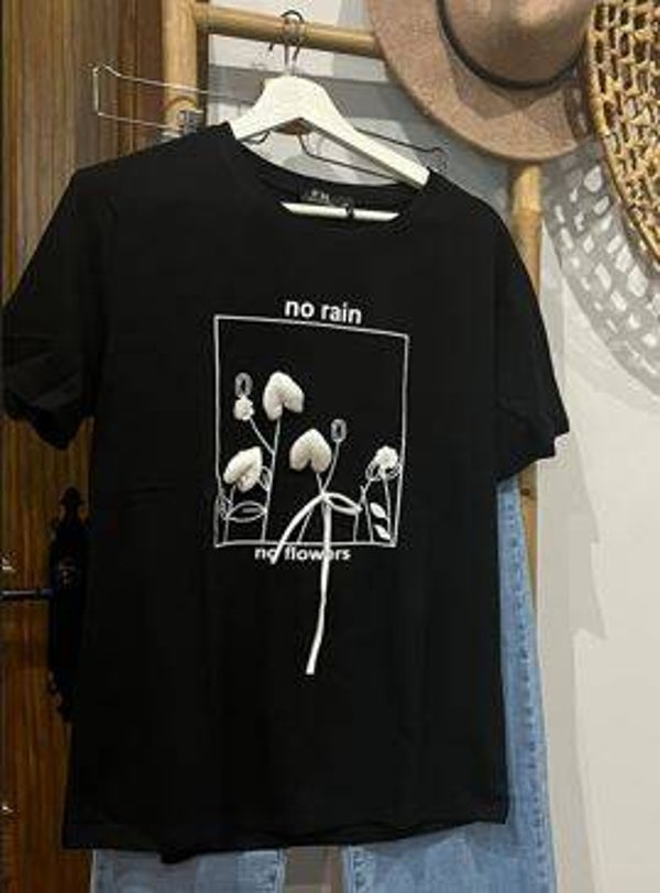 Camiseta 'no rain' negra
