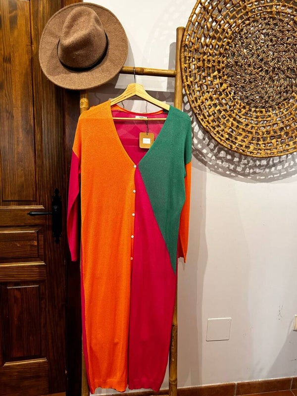 Vestido lúrex tricolor