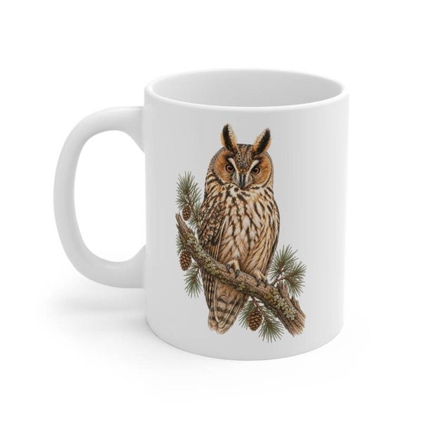 Ceramic mug - Long-eared owl - nature setting
