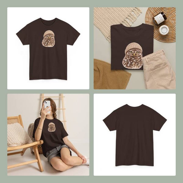 Unisex T-Shirt - Little owl with beanie