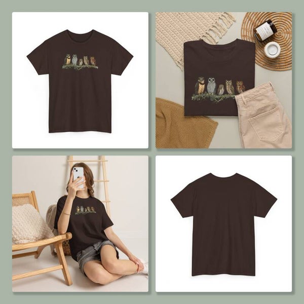 Unisex T-Shirt - Print with five owls (Costa Rica edition)