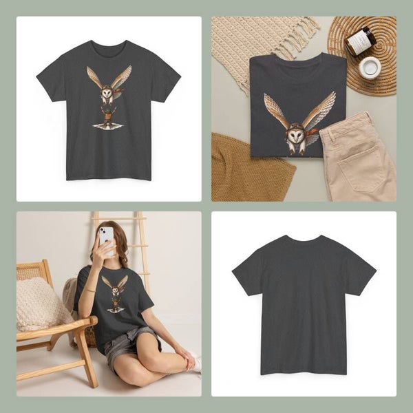 Unisex T-Shirt - Barn owl mid landing