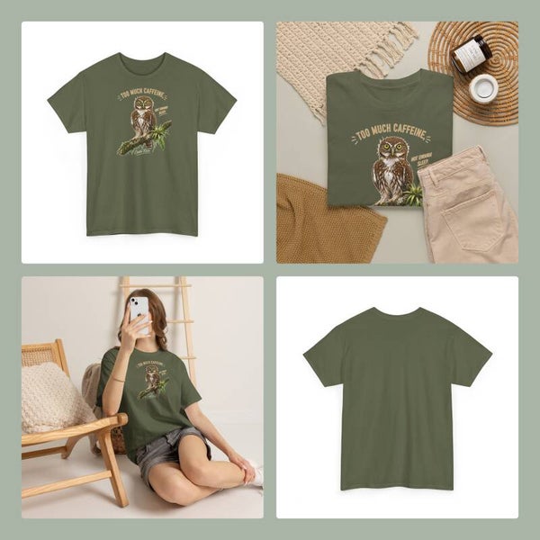 Uniseks T-Shirt - Pygmy owl, too much caffeine