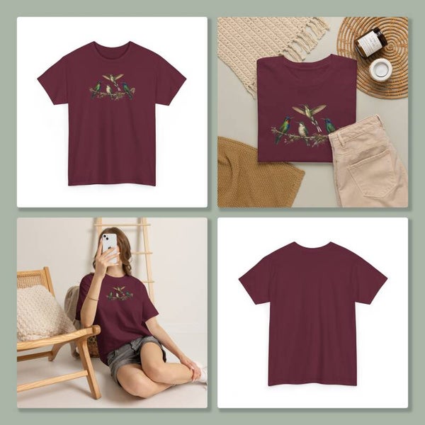 Unisex T-Shirt - Hummingbirds on branch