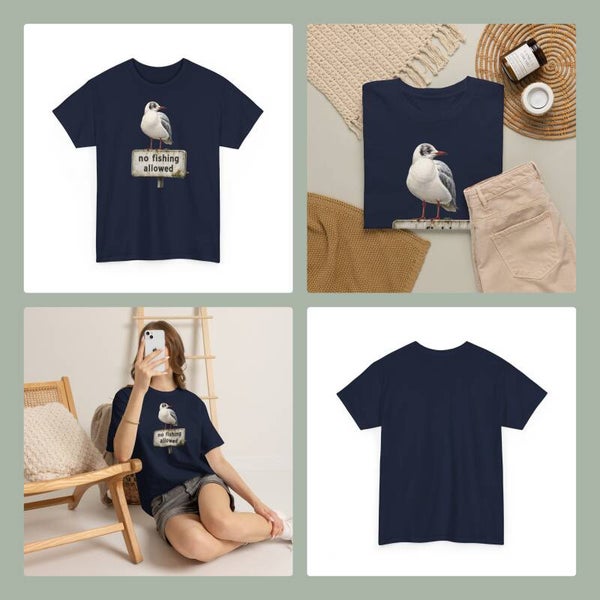 Unisex T-Shirt - black-headed gull on sign