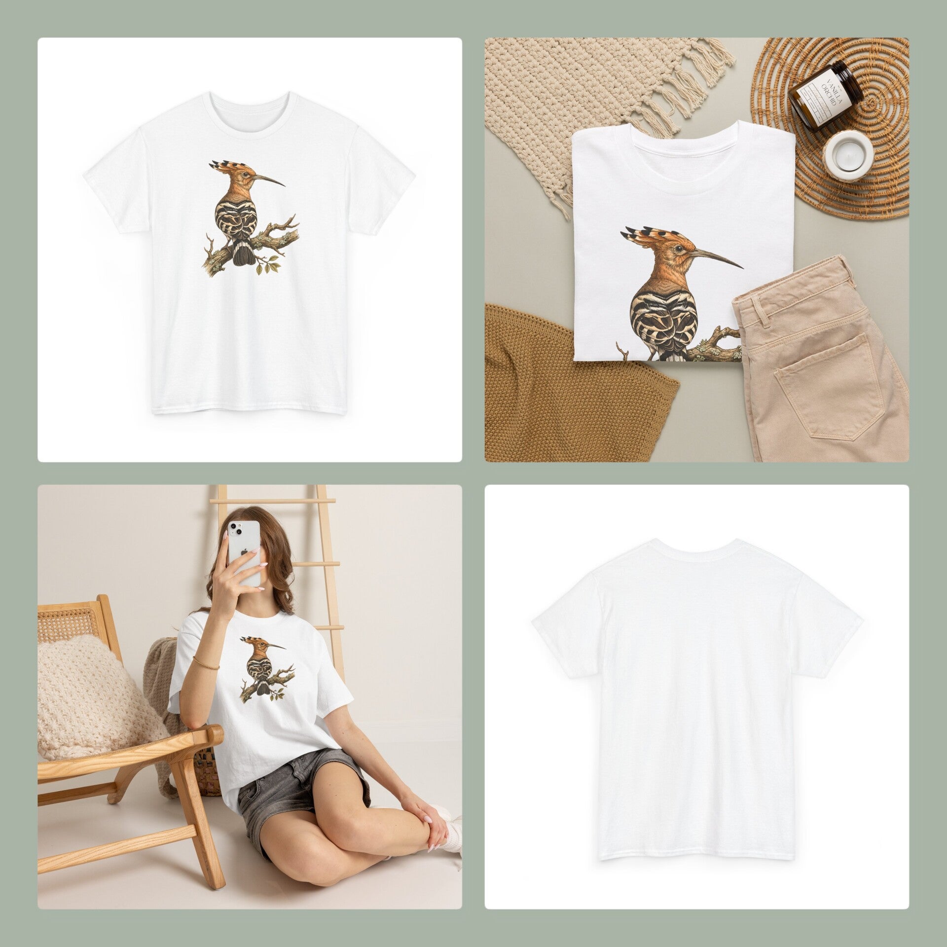 Unisex T-Shirt - Hoopoe on branch