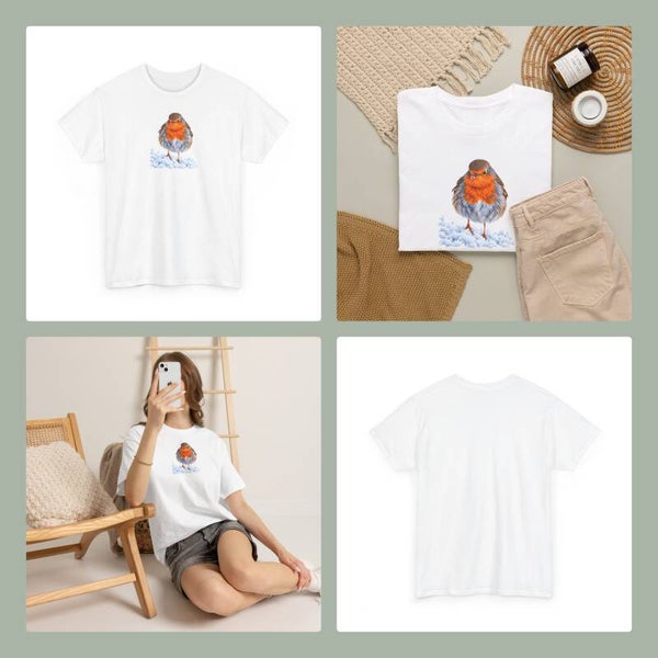 Unisex T-Shirt - Robin, snowy days