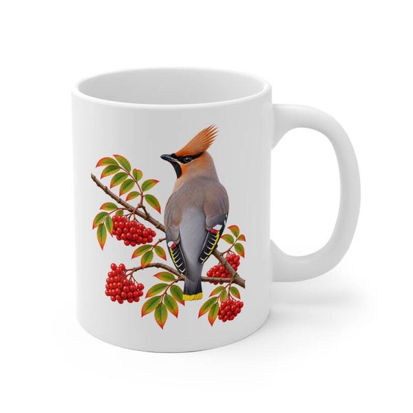 Ceramic mug - Waxwing with berries