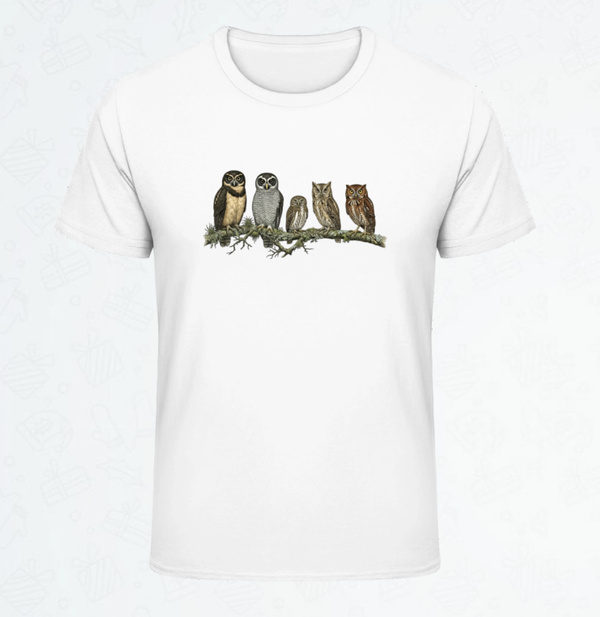 Uniseks T-Shirt - Print met vijf uilen (Costa Rica editie)