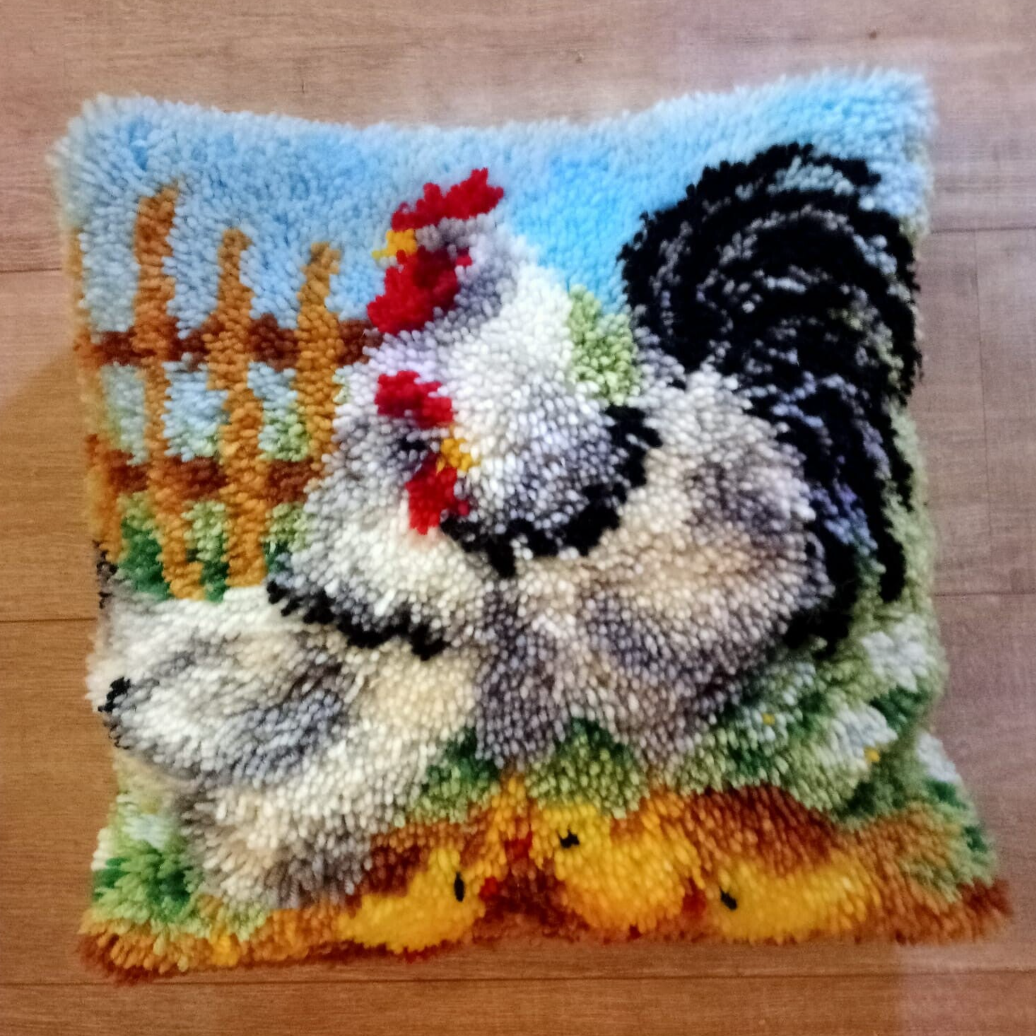 Knoop kussen (handgemaakt) Kippen