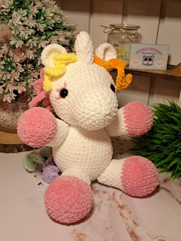 Sofortkauf - Sehr großes Einhorn, Gehäkeltes Kuscheltier, Handmade with Love, schönes Geschenk zu Geburtstag, Baby-Party oder Taufe
