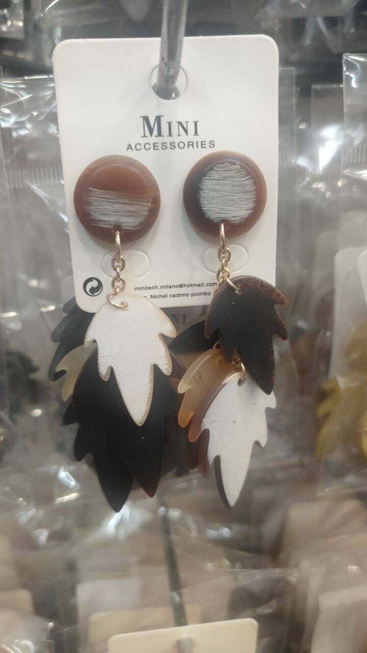 Orecchini pendenti anallergici foglie - black