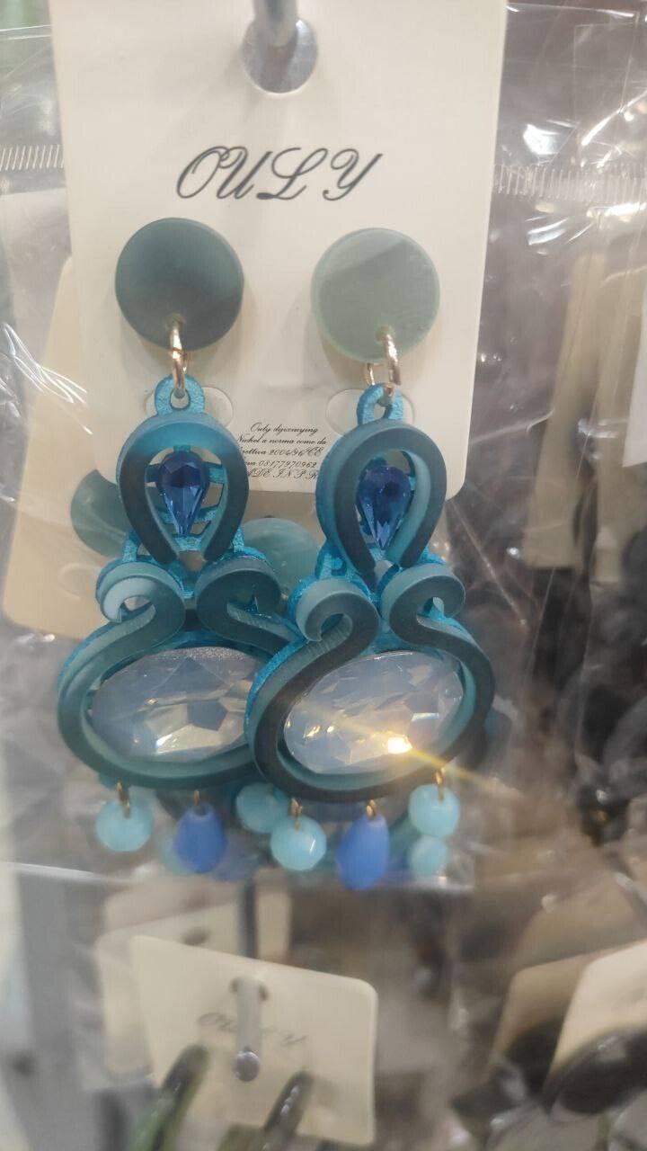 Orecchini pendenti anallergici moon - blue