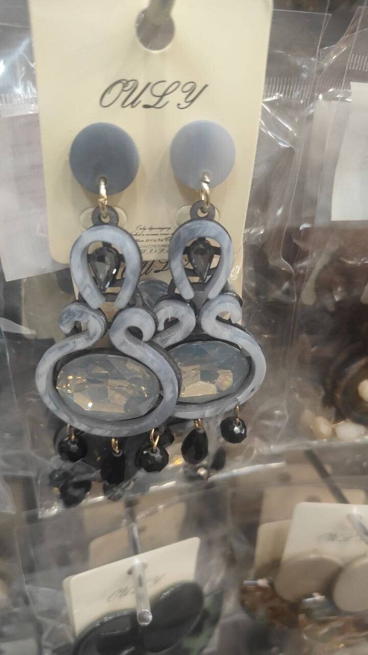 Orecchini pendenti anallergici moon - black